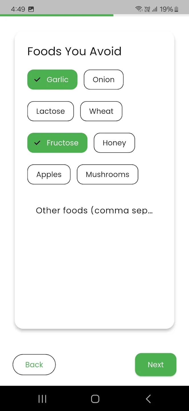 Protein FODMAP chart showing safe and unsafe protein sources